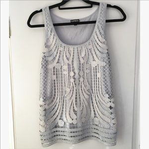 NWOT Express light grey blue embellished tank top.